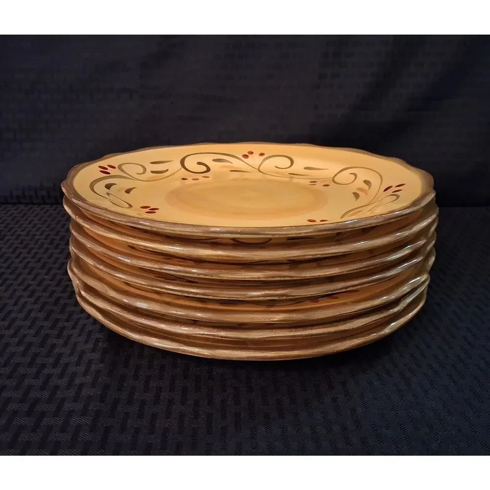 Home Trends Italian Villa Dinner Plates LOT of 7 Stoneware 11